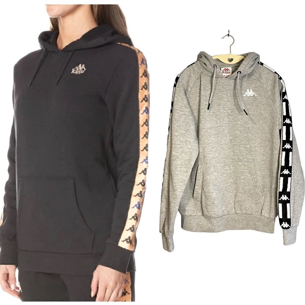 Kappa Gray Banda Budy Logo Pullover Hoodie Sweatshirt | SZ M